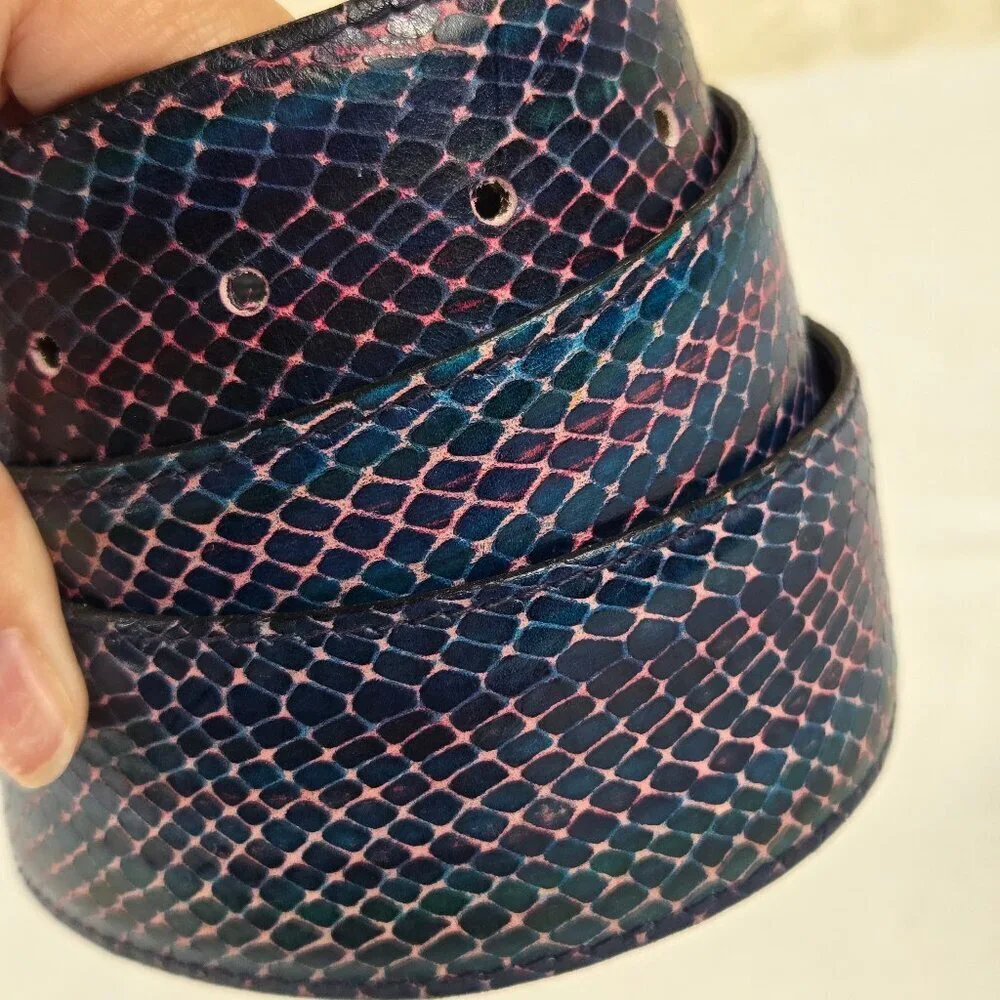 Harve Benard Size Small Genuine Leather Snake Print Belt Blue Pink Ombre